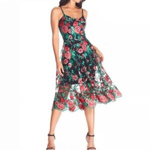 Dress the population uma Floral Lace Midi Dress